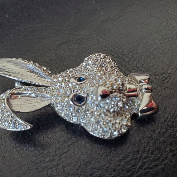 Rhinestone Bunny  Rabbit Brooch Pin - Picture 7 of 10